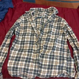 Others Green and White Plaid Lightweight Shirt Jacket